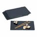 Relaxdays Leisteen Serveerplank - Set van 4 - Rechthoekig Plateau - 26 x 16 cm - Antraciet