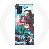 Maniacase Hoesje voor Samsung Galaxy A51 5G Tanjiro en Nezuko Demon Slayer Kimetsu no Yaiba Anime