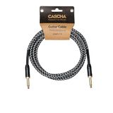 Cascha Professional Line Gitaarkabel, recht, tweed zwart, 3 m