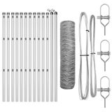 vidaXL - zeshoekig gaashek met grondbevestiging - 25 x 0,5 m - zilver mesh