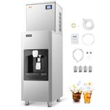VEVOR Machine à glaçons 249 kg/jour, Appareil de préparation de glaçons avec grand bac de stockage 80 kg et distribution automatique 9 kg/min, autonettoyante, écran tactile, pour bar, café