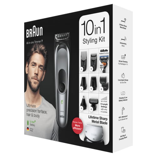 Braun Braun MGK7221 10-in-1 Trimmer, Baardtrimmer Voor Mannen, Bodygroomer En Haartrimmer, Donkergrijs