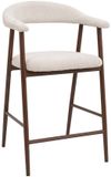 Giga Meubel Barkruk Mila - Beige Stof/Walnoot - Zithoogte 75cm - Set van 2