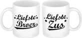 Bellatio Decorations Liefste broer en zus mok - Broer en Zus cadeau/ cadeautje beker/ mokken set