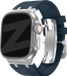 Bandz Siliconen band 'Luxe Liquid' - Blauw met zilveren connectors