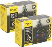 Feeric lights & Christmas Feeric lights Kerstverlichting - 2x - gekleurd - 7 m - 96 LED lampjes - zwart snoer - batterij