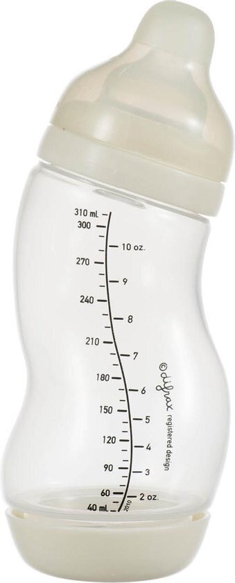 Difrax Anti-Colic S-babyfles Wide - 310 ml - Creme|Popcorn Creme