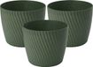Form Plastic Plantenpot/bloempot Waves - 3x - kunststof - donkergroen - D19 x H16 cm - rond
