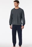Schiesser Pyjama lang Comfort Essentials - Pyjamaset Heren - nachtblauw