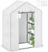 Serre de jardin - Serre à film - Film PE - 3 étagères - 1 porte, 1 fenêtre - 143x74x190 cm - Vert olive