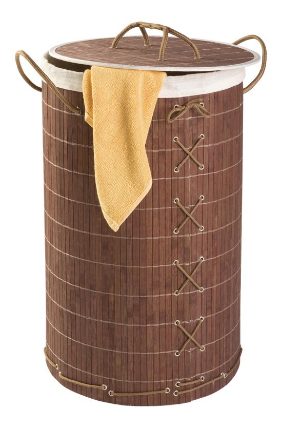 WENKO Wasmand Bamboo donkerbruin - 55 l