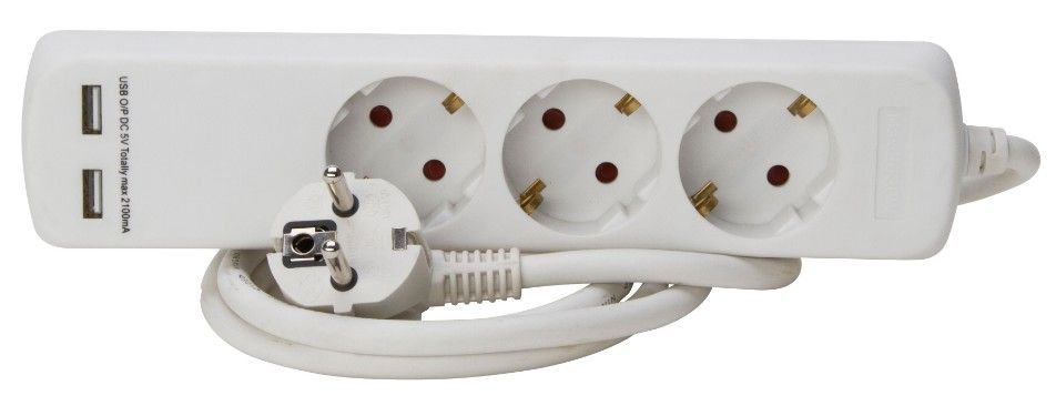 Kopp 220702010 Stekkerdoos - wit - 2x USB - 1.4 m