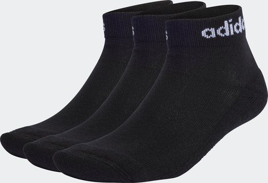adidas Sportswear Linear Gevoerde Enkelsokken 3 Paar - Unisex - Zwart - Maat 37-39