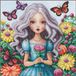 Lanarte Borduurpakket - Meisje met dahlia's en vlinders - 29 x 29cm