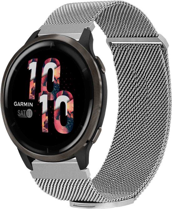 iMoshion Milanees magnetisch 22 mm bandje - Zilver - Maat M - Geschikt voor Garmin, Samsung, Polar, Xiaomi, Huawei, OnePlus, Fossil - RVS