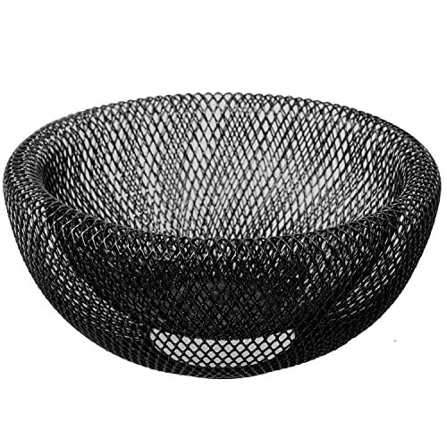 DRW Ronde fruitschaal van metalen rooster, zwart, 25 x 12 cm