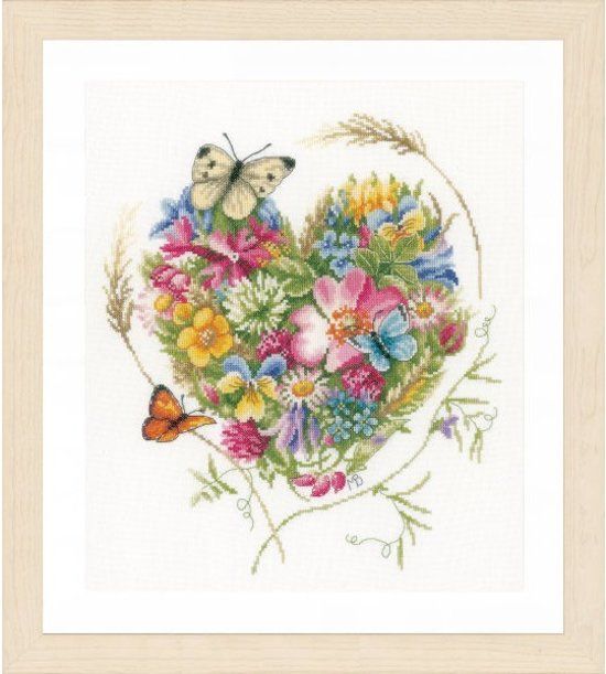 Lanarte Borduurpakket PN0169960 Marjolein Bastin, Bloemenhart - Wit