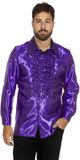Wilbers Jaren 80 & 90 Kostuum | Paarse Ruchesblouse Satijn Foute Disco | Maat 58