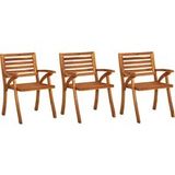 Maison Exclusive - Chaise de salle à manger de jardin avec coussin, lot de 3, acacia massif