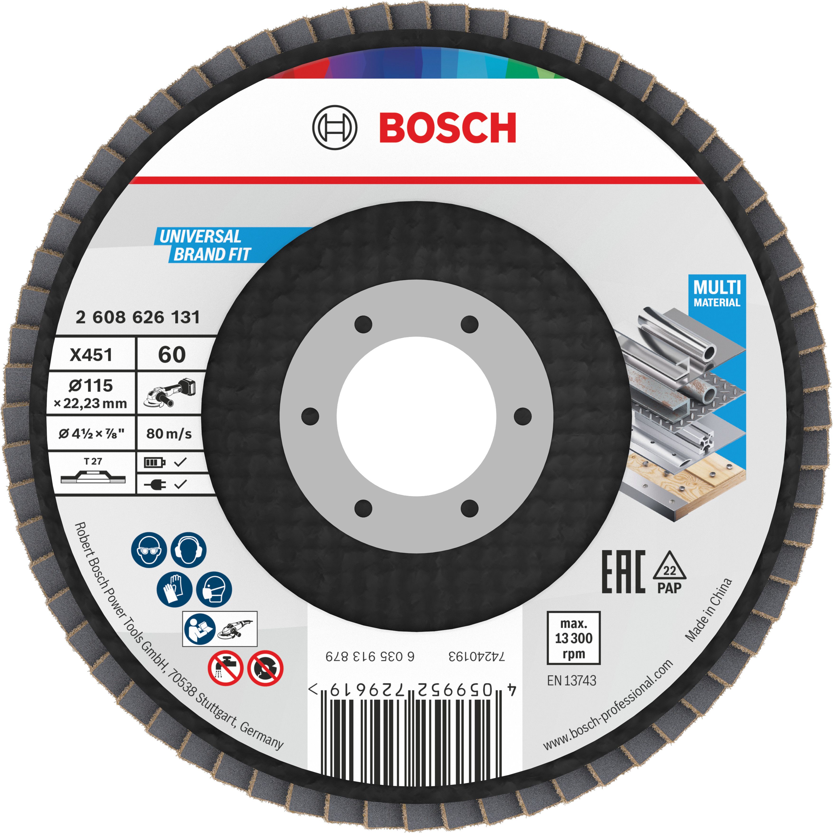 Bosch Accessoires X451 Lamellenschuurschijf | 115 x 22,23 mm | G60 | T27 - 2608626131