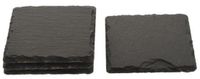 Dijk Natural Collections Onderzetters - 4x stuks - leisteen - zwart - vierkant - 10 cm - glazen onderzetters