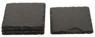 Dijk Natural Collections Onderzetters - 4x stuks - leisteen - zwart - vierkant - 10 cm - glazen onderzetters