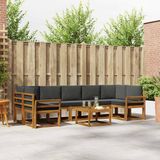 vidaXL - Hoek loungeset - 7 zitplekken - Natuurlijk en antraciet - Acacia hout