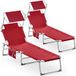 Casaria® Bain de soleil Ibiza (lot de 2) Rouge Alu avec toit solaire