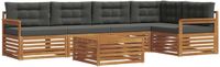 vidaXL Acacia Hout Bank Loungeset 5 Zitplekken Natuurlijk en Antraciet