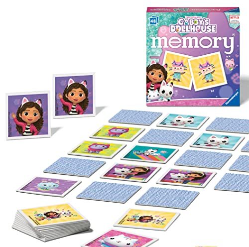 Ravensburger - Mini Memory Gabby's Dollhouse, geheugenspel voor gezinnen, 48 kaarten, aanbevolen vanaf 3 jaar