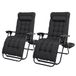 Todeco 2-in-1 opvouwbare ligstoel met afneembaar kussen, 2 stuks, zwart