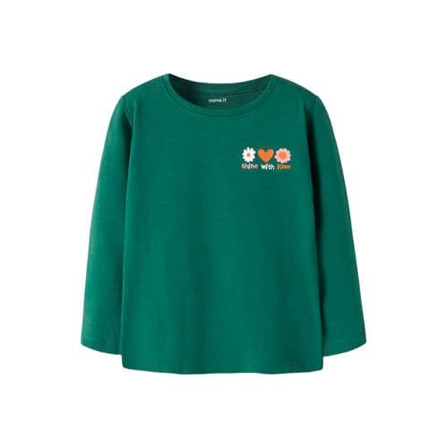 NAME IT MINI longsleeve met backprint - groen