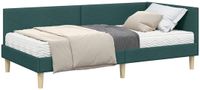 vidaXL Hoekbedframe met Matras Donkergroen Stof 100 x 200 cm