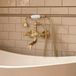 Auralum Robinet de baignoire avec douchette - Ensemble de douche en laiton antique rétro - Double poignée - Bec pivotant à 180° - Pommeau de douche anticalcaire - Montage mural pour la salle de bain