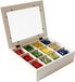Merkloos Relaxdays Theedoos - 28x8x23 cm - wit - met vakverdeling
