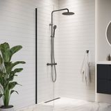 Merkloos / Sans marque Badplaats Douchewand Florida 40 x 200 cm – Zwart – Inloopdouche 8 mm Veiligheidsglas