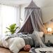 Holland Connections Lit double pour filles - Moustiquaire dôme rond princesse - Tente de jeu château pour chambre de fille - Décoration murale suspendue - Ciel de coin lecture (gris-blanc)