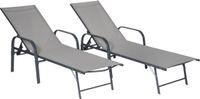 Happy Garden Set van 2 zonnebedden SARDINIA grijs textilene - antraciet structuur
