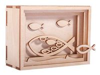 Rayher DIY geldgeschenkverpakking "vis" voor communie, vormsel en doop, 3D geschenkdoos van hout om vorm te geven, 13-delig, 11,5x8,5x5cm, Box 1Set, FSC Mix Credit, 62925505, natuur