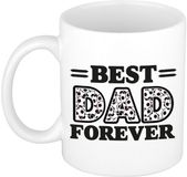 Bellatio Decorations Mok - De beste papa voor altijd - Wit - 300 ml