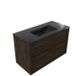 Saniclass Set meuble de salle de bain avec cadre en bois - 100x45x62cm - Lavabo en céramique Vygo noir - 1 vasque - sans perçage robinetterie - 2 tiroirs - chêne mat charcoal (bois) SW1578598/SW773932