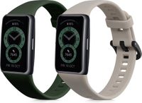 kwmobile 2x horlogebandjes geschikt voor Huawei Band 6 & 6 Pro / Honor Band 7 & 6 bandje - Smartwatch bandjes van TPU - Activity tracker horloge band in donkergroen / beige