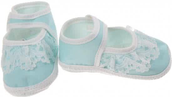 Junior Joy Babyschoenen Newborn Meisjes Lichtblauw/wit Met Kant