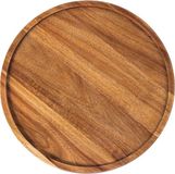 Merkloos Ronde Houten Dienblad Decoratief 28 cm Bruin