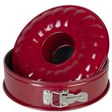 wenco Springvorm 26 cm, taartvorm met platte en buisbodem, 2 bodems, ronde bakvorm, lekvrij, anti-aanbaklaag, rood