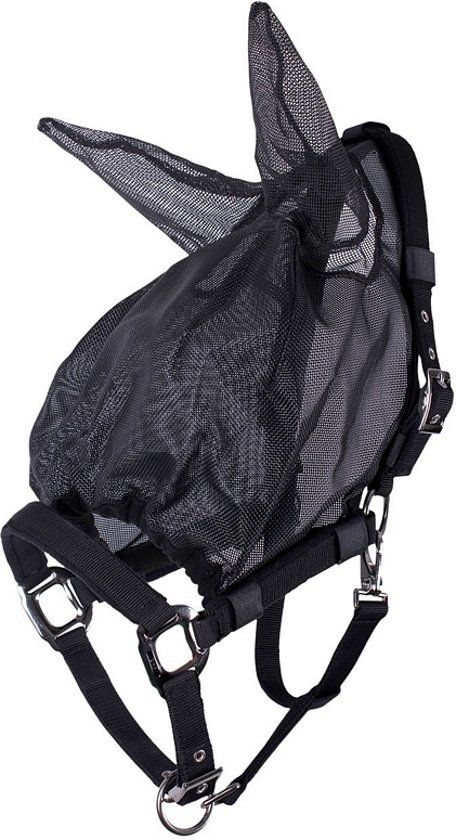 QHP Halster-vliegenkap combi met oren - maat Pony - black