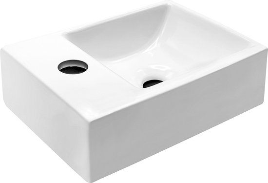 Aloni Mini Fontein - 30x18,5x9,5cm - Kraangat Links - Wit