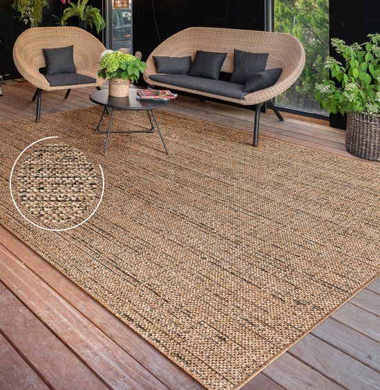 Paco Home Buiten Vloerkleed - 80x150 cm - Beige - Polypropyleen - Wasbaar
