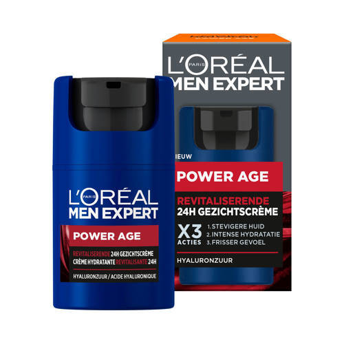 L'Oréal Paris L'Oréal Paris Men Expert Power Age Revitaliserende 24H Hyaluronzuur gezichtscrème- 50 ml