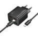 HOCO N55 Chargeur secteur avec câble Lightning, 20W, 3A, 2 x USB-A - 2 x USB-C, Noir